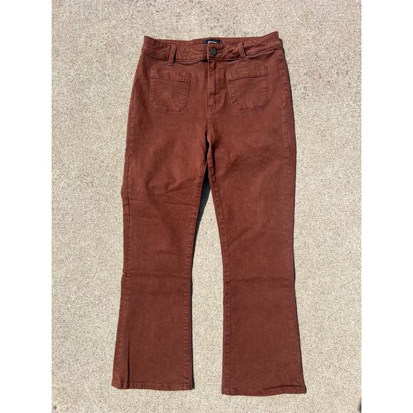 PAIGE Denim - Paige Pants Women Sz 30 Mahogany Brown Slim Straight Kick Flare Zip Fly 4-Pocket